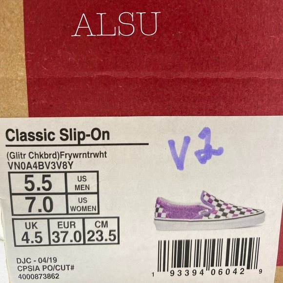 VANS Classic Slip On Glitter Checkerboard Violet W - Picture 6 of 6